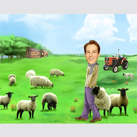 His Irish Farmland Dream Caricature from Photo - myDaVinci